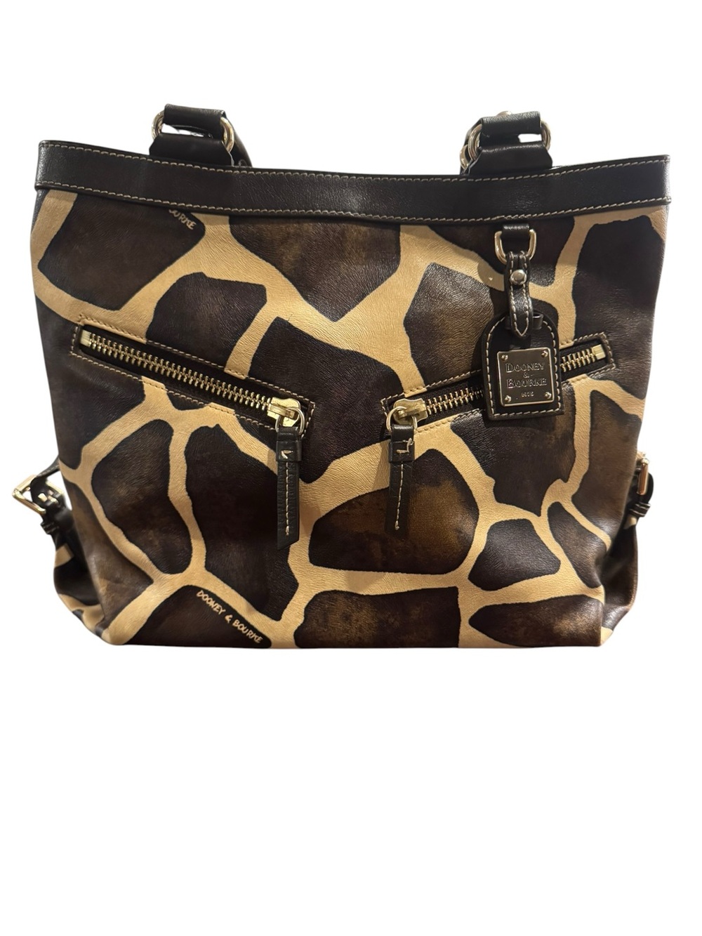 Dooney & Bourke Giraffe Print Tote, Coated Canvas with Brown Leather Trim
